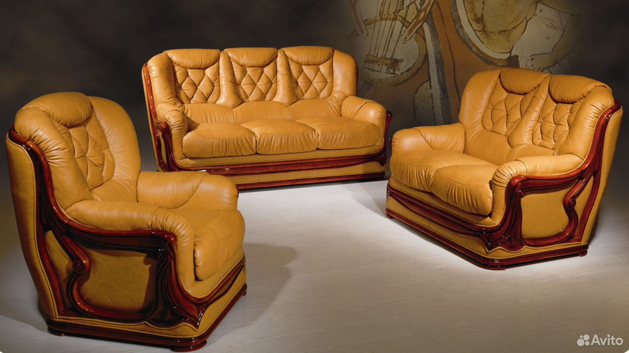комплект мебели для гостиной диван и кресло