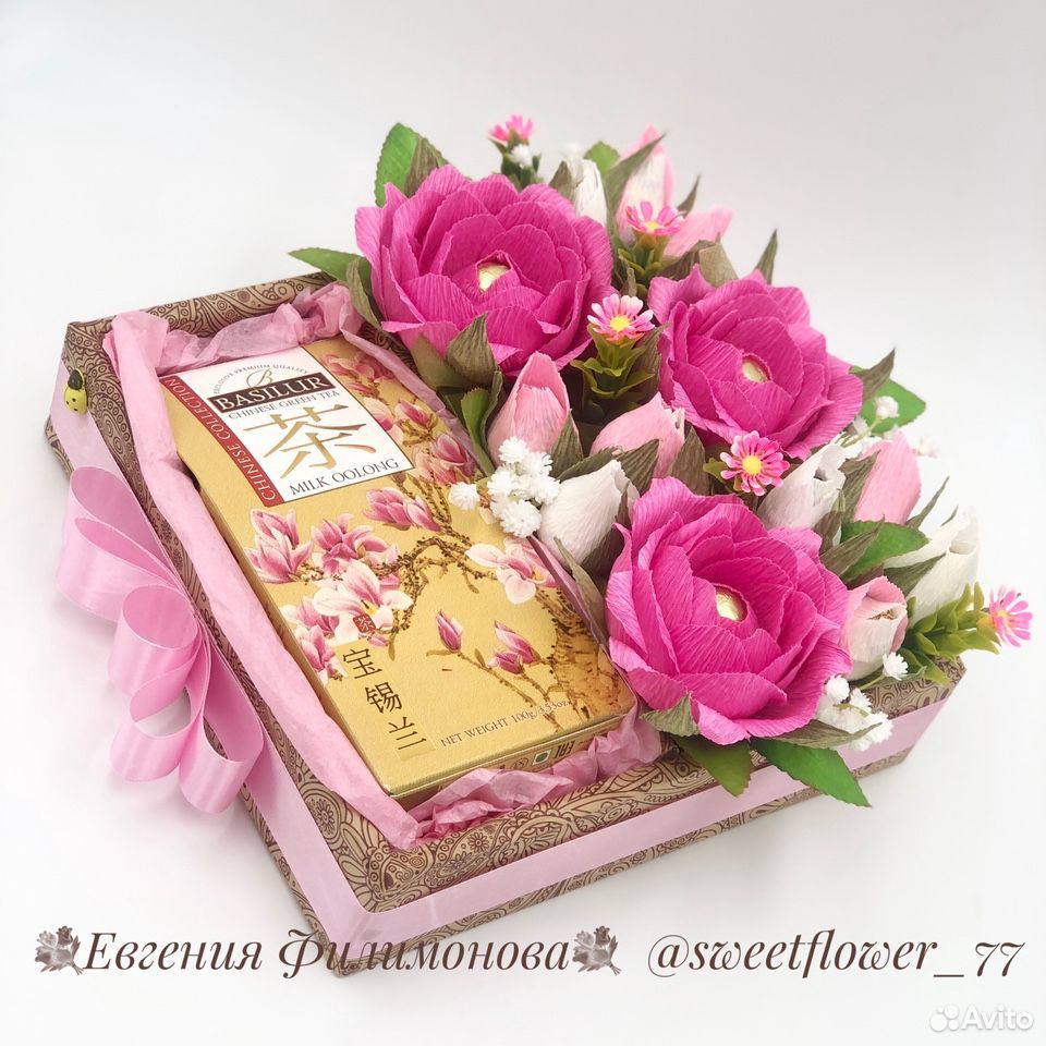 Подарочная коробочка с чаем и конфетами (свитбокс) купить на Зозу.ру - фотография № 3