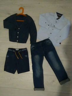 Шорты,джинсы,кардиган,сорочка р.110