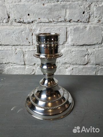 Большой старинный подсвечник Серебрение