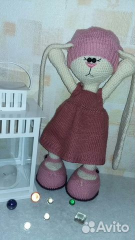 Мягкая вязаная игрушка Зайка Мягкая вязаная игрушка Зайка