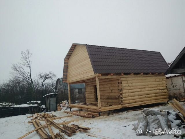 Сруб 4х6+2 с террасой и общей мансардной крышей