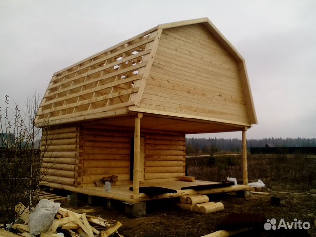 Сруб 4х5+ 3м с мансардной ломанной крышей