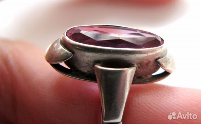 Югендстиль Массивное Серебряное Кольцо Аметист