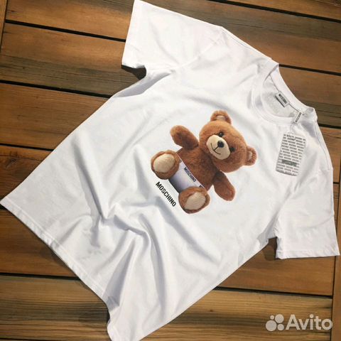 Футболка Moschino Bear 2019 черная/белая все разме