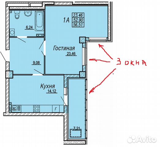 2-к квартира, 57 м², 11/24 эт.