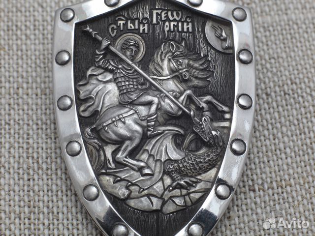 Родированный нательный авторский образок, щит Родированный нательный авторский образок, щит