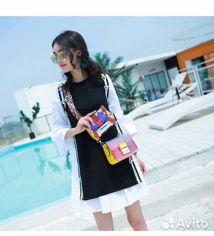 Сумка прозрачная, сумка с разноцветным ремешком