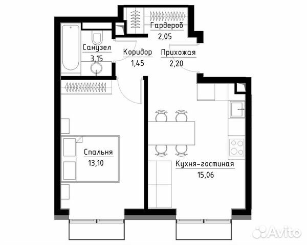 1-к квартира, 37 м², 30/33 эт. 1-к квартира, 37 м², 30/33 эт.