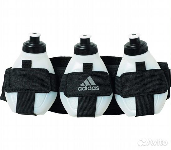 Сумка на пояс с 3 бутылками черно-белая adidas run Сумка на пояс с 3 бутылками черно-белая adidas run