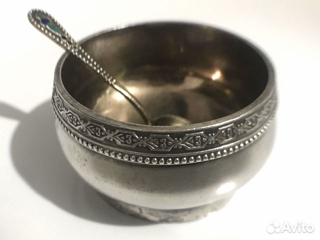 Солонка с ложкой серебро