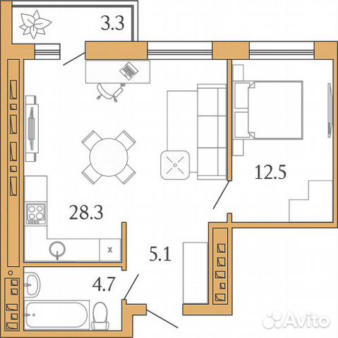 2-к квартира, 53 м², 12/18 эт.