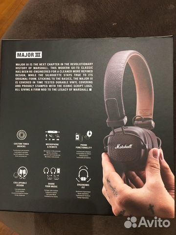 Новые наушники Marshall Major III коричневые