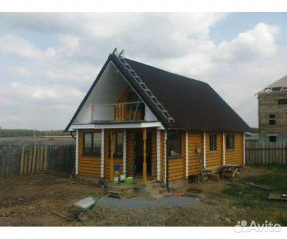 Сруб дома-бани 6х12 м. из оц. бревна. Зимний лес Сруб дома-бани 6х12 м. из оц. бревна. Зимний лес