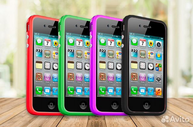 84012373227 Классический чехол-бампер iPhone 4/4s, 7 цветов