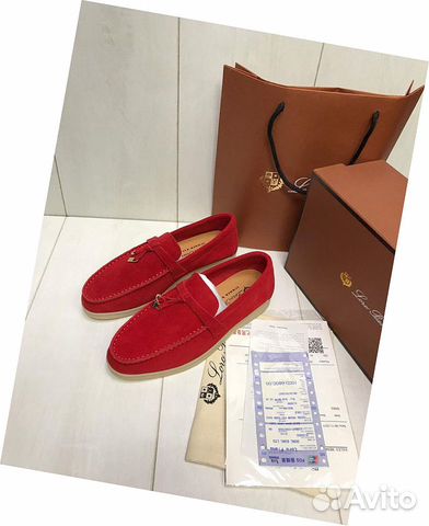 Лоферы красные Loro Piana