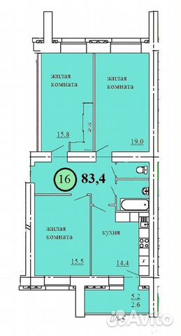3-к квартира, 83.9 м², 2/9 эт.