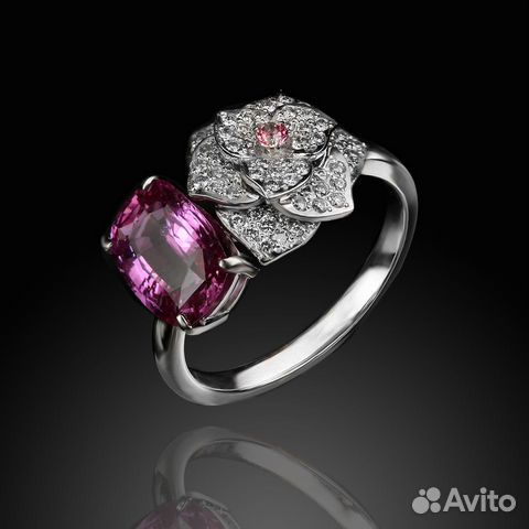 Кольцо бел.зол. розовым сапфир.2,45ct, брил.0,35ct