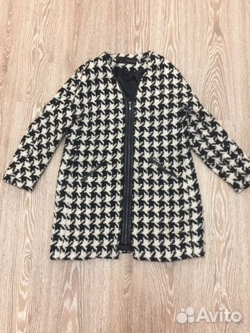 Пальто черно белое Zara