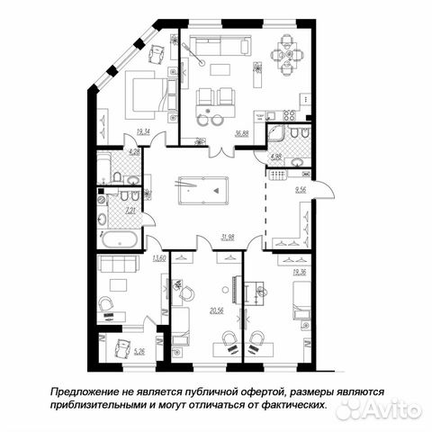 4-к квартира, 170.4 м², 2/9 эт.