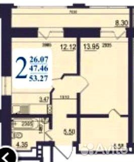 2-к квартира, 53.3 м², 13/18 эт. 2-к квартира, 53.3 м², 13/18 эт.