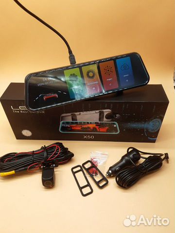 Зеркало + видеорегистратор, экран 10