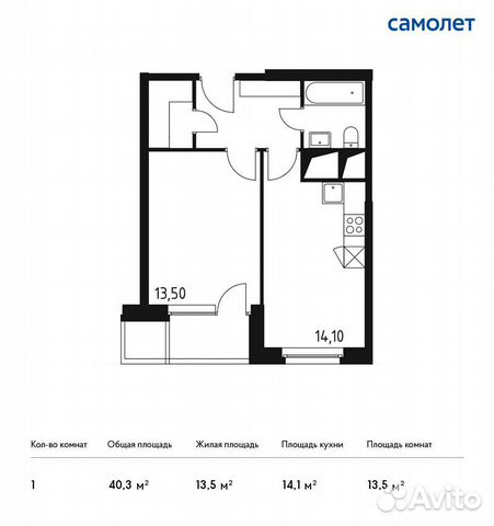 1-к квартира, 40.3 м², 4/32 эт.