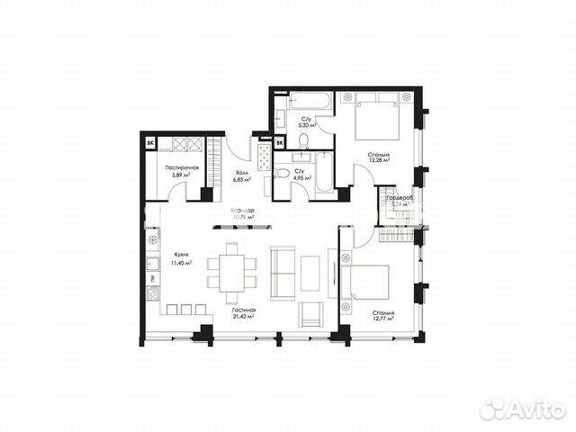 3-к квартира, 94.9 м², 16/16 эт.