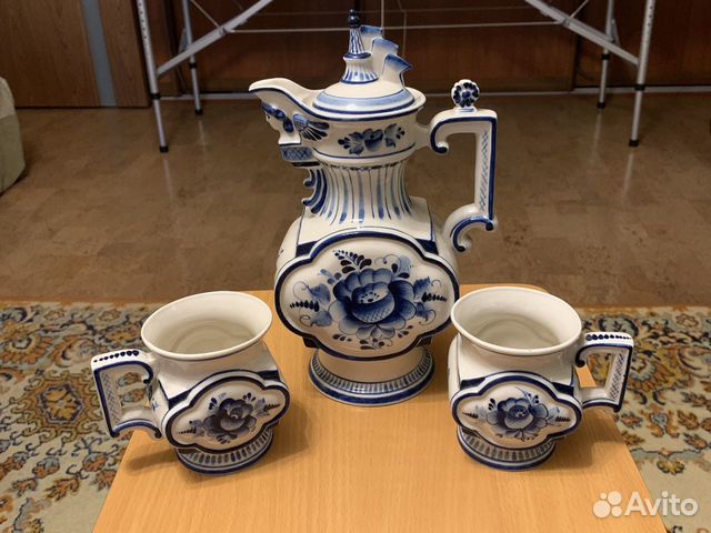 Кувшин с двумя кружками Гжель Кувшин с двумя кружками Гжель