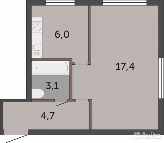 1-к квартира, 30 м², 5/5 эт. 1-к квартира, 30 м², 5/5 эт.