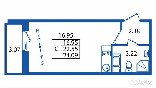 Студия, 24 м², 11/19 эт. Студия, 24 м², 11/19 эт.