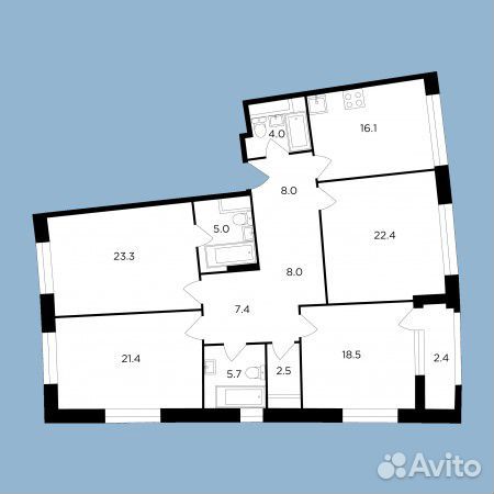4-к квартира, 144.7 м², 3/18 эт. 4-к квартира, 144.7 м², 3/18 эт.