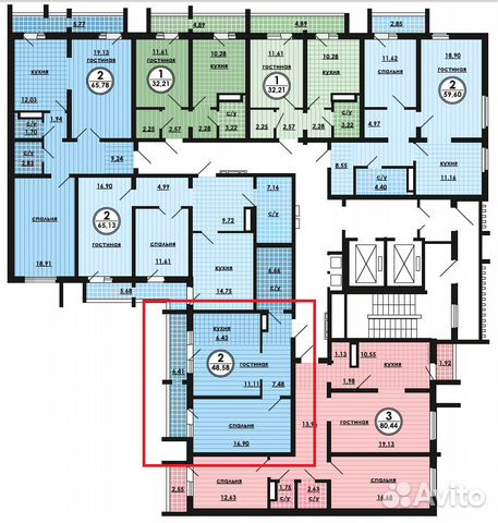 2-к квартира, 48.2 м², 3/17 эт. 2-к квартира, 48.2 м², 3/17 эт.