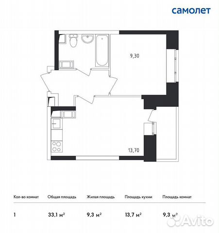 1-к квартира, 33.1 м², 17/17 эт.