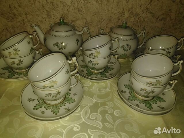 Сервиз чайный Вербилки Зелёный Барбарис 11 персон