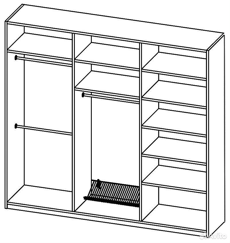 Наполнение шкафа купе 3 метра на 3 двери - фото