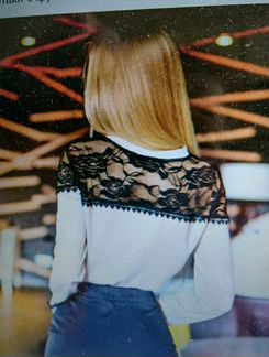 Новая трикотажная блуза с кружевом, р. 46-48