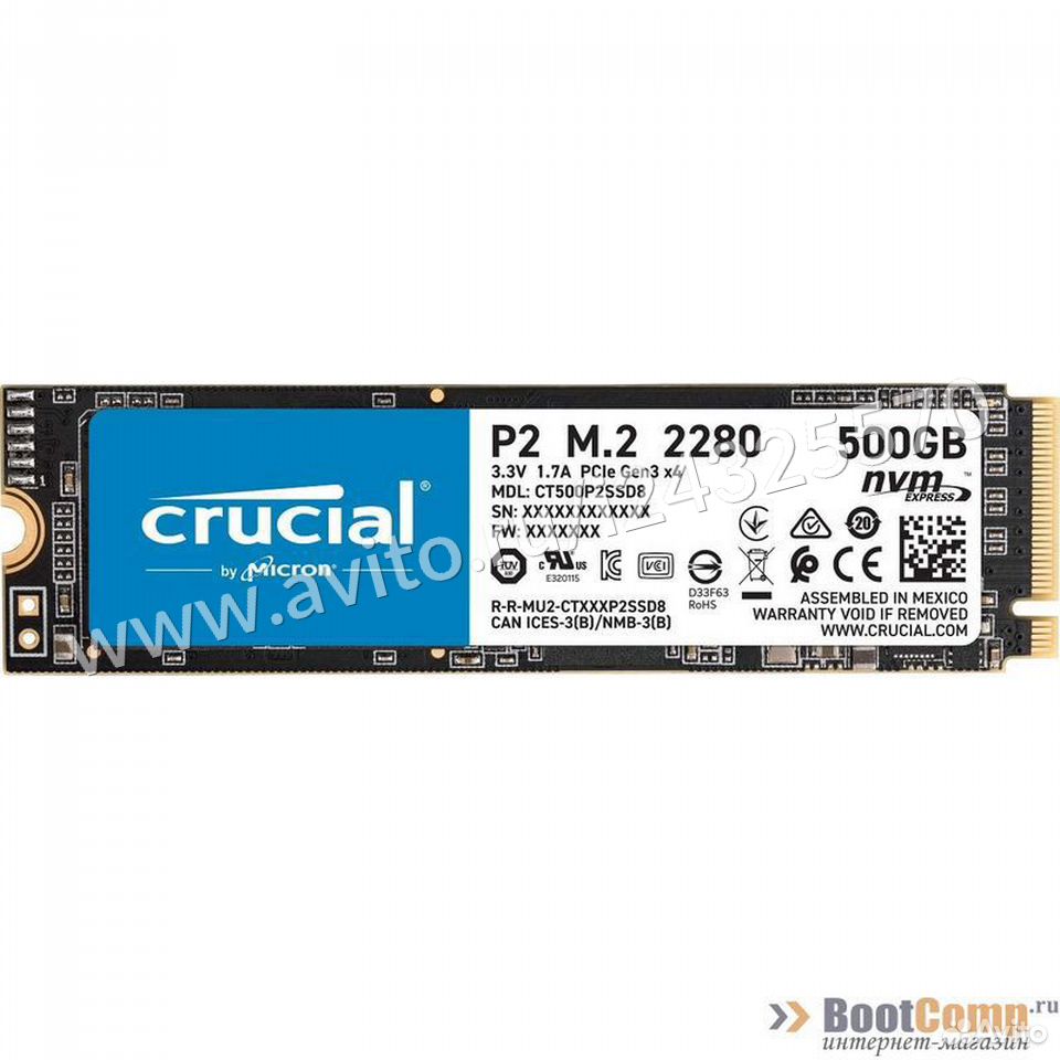 Диск SSD M.2 PCI-E 500Gb Crucial P2 Series CT500P2 84012410120 купить 1
