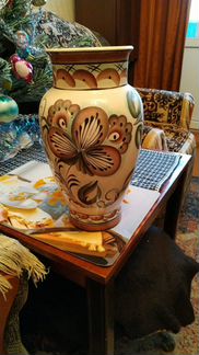 Ваза керамическая СССР. Винтаж. Ручная роспись