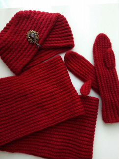 Комплект шапка, варежки и снуд