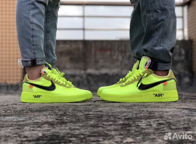 Кроссовки nike air force 1 x off white volt