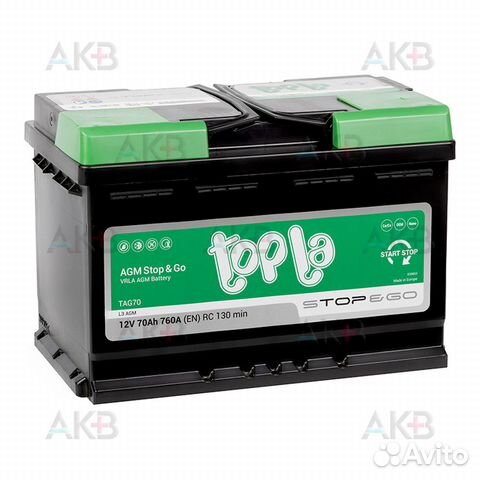 Аккумулятор автомобильный Topla AGM Stop-n-Go 70R