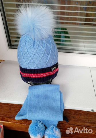 Шапка зимняя с шарфом 5-6 лет