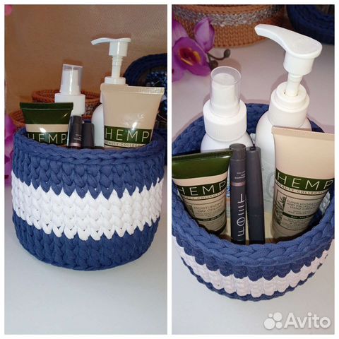 Вязаные интерьерные корзинки