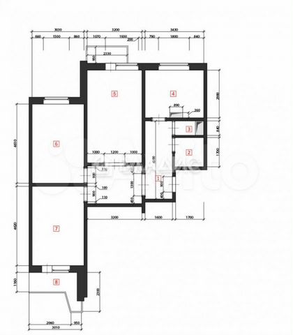 Планировка 3 комнаты п 3