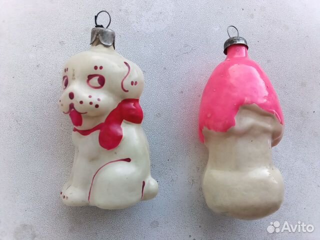 Собака и домик елочные игрушки СССР 2 шт