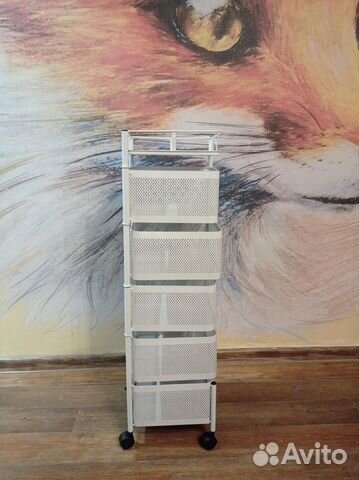 Косметологическая тележка 5 полок. Белая/Черная