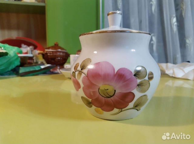 Сахарница фарфор ручная росписьссср