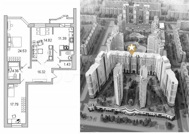 3-к. квартира, 94,7 м², 18/22 эт.