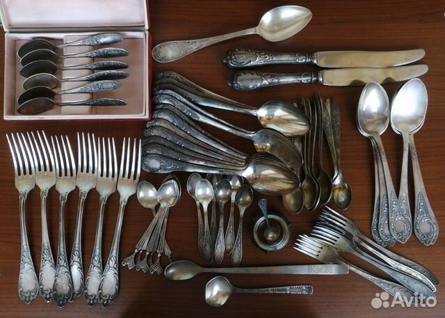 Мельхиор нейзильбер ложки вилки ножи винтаж СССР